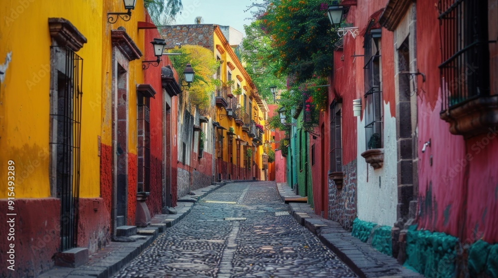 colorful alley in san miguel de allende, mexico