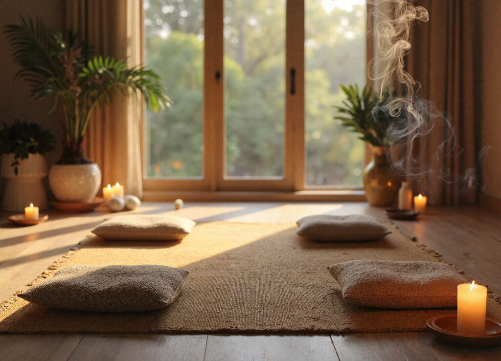 modern yoga room with a view