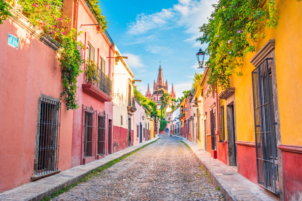 beautiful streets and colorful facades of san miguel de allende