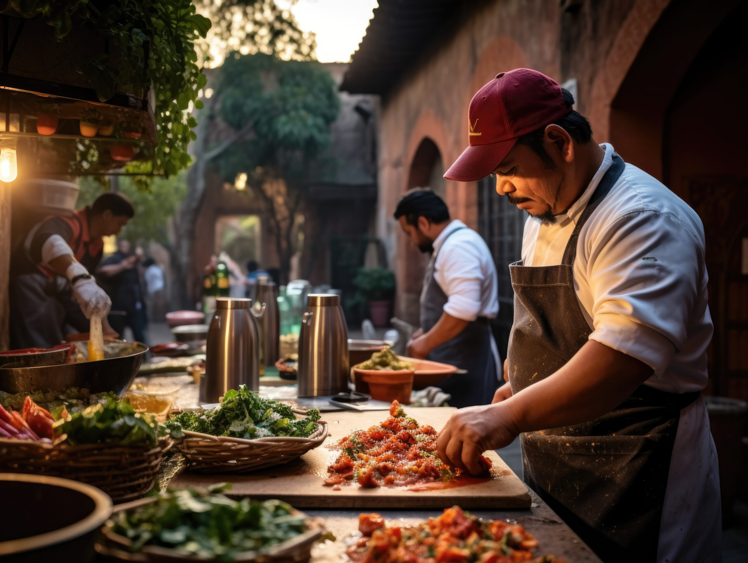 talented chef creates tacos at a festive outdoor fiesta in san miguel de allende a culinary journey through mexican tradition, flavors, and festivities